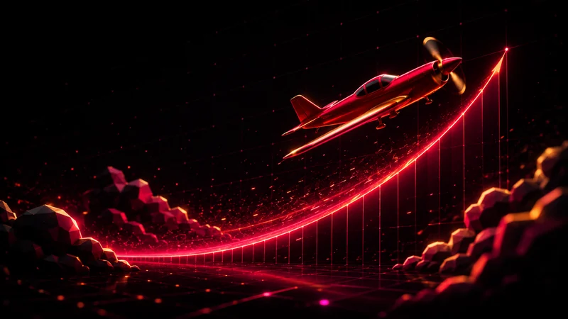 Aviator crash oyunu — təyyarə və artan əmsal qrafiki